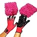 Pet Grooming Glove (1 pair) Hair Remover & 1 Pair of Plush Microfiber Wash Mitts for Bathing & Massaging your Dog, Cat or Horse
