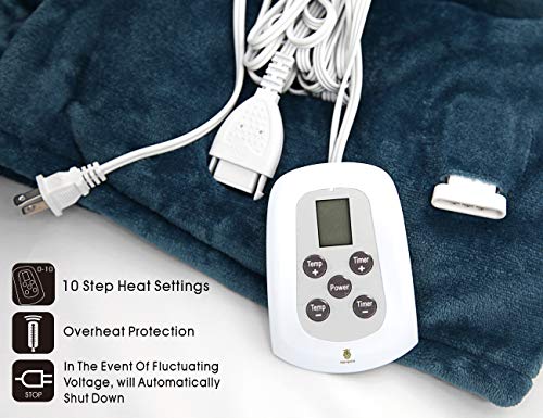 MARQUESS Electric Blanket MicroPlush Sherpa and Reversible Flannel Washable Comfortable with 4 Heat Settings/Safety 10 Hours Auto-Off Controller (62 x 84) (Navy)