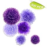 (Price/36 PCS)Aspire Pom Poms, Mixed Purple Tissue Paper Flowers, Party Favors