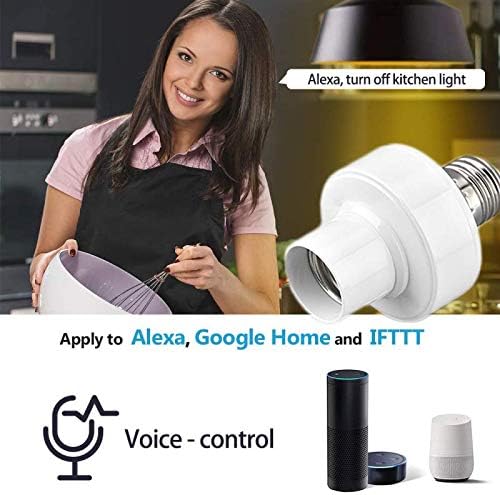 SOLE HOME Adaptador inteligente para bombilla WiFi E26E27 adaptador de bombilla LED compatible con Alexa Google Home APPcontrol de voz funcin de temporizador no requiere concentrador