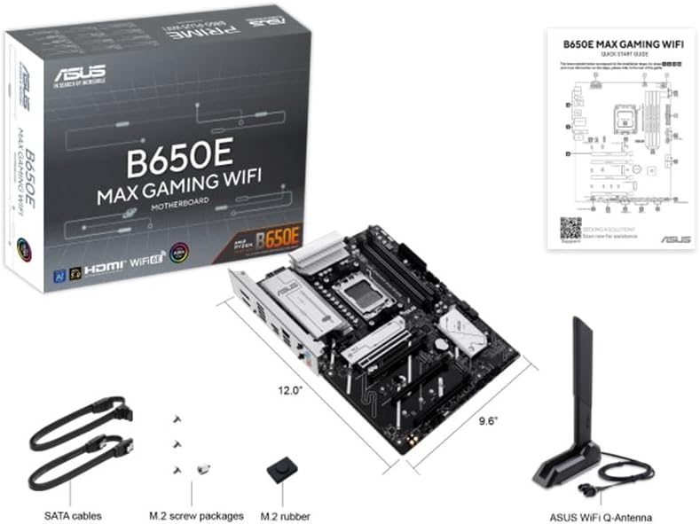B650E MAX GAMING WIFI, Scheda Madre AMD mATX, Slot DDR5, Nera