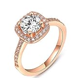 Winter.Z Womens Jewelry Circular Bead Square Ring Diamond Rose Gold Ring Wedding