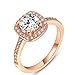 Winter.Z Womens Jewelry Circular Bead Square Ring Diamond Rose Gold Ring Wedding Size 7