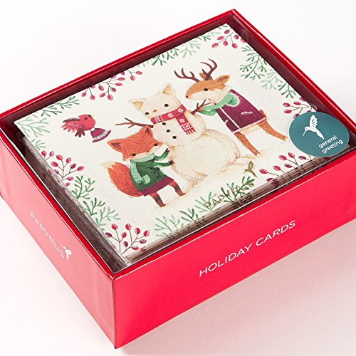 Papyrus Woodland Animals Build Snowman Boxed Cards - Set of 20