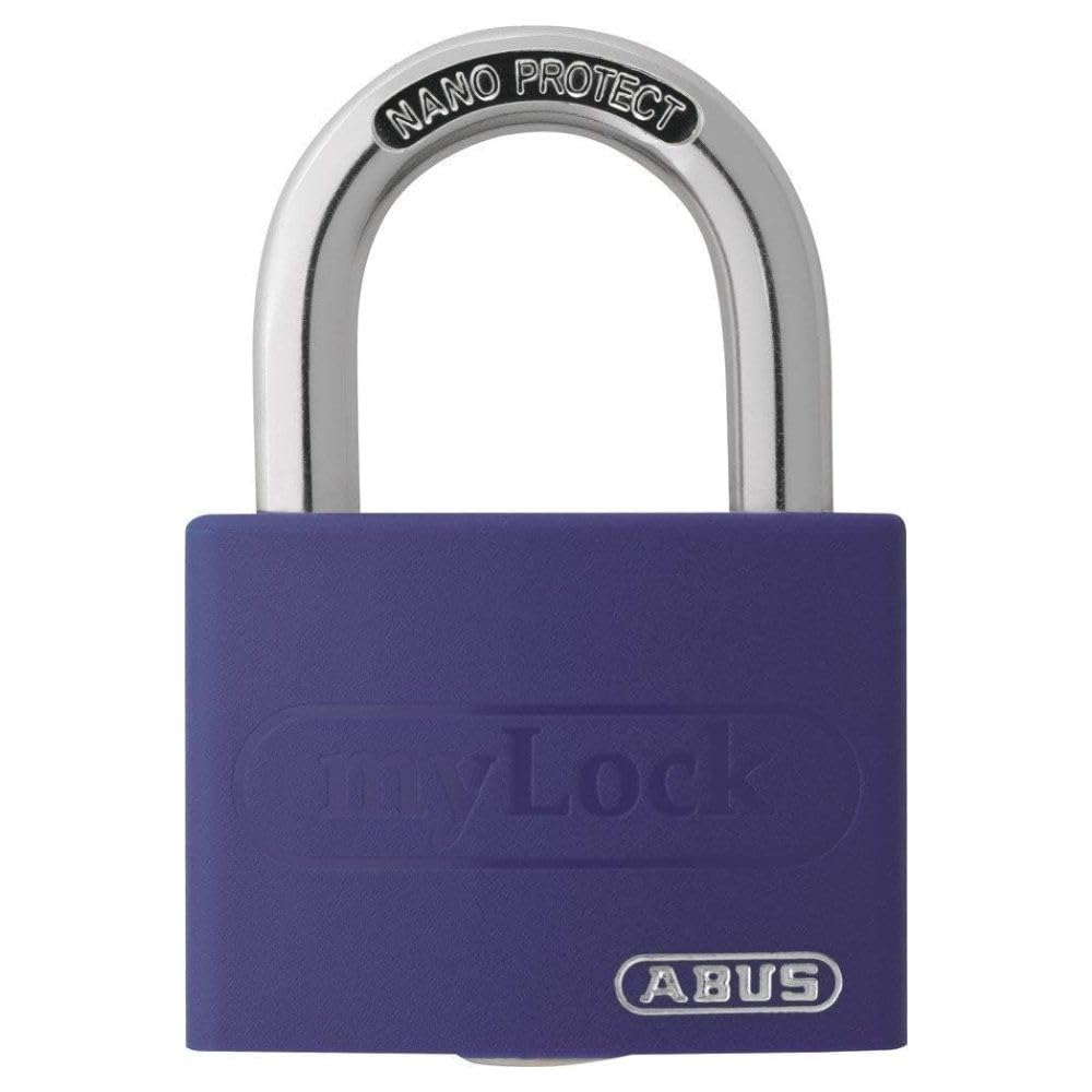 ABUS Padlock T65AL/40 myLOCK - Individually writable - Locker Lock - Solid Aluminium Lock Body - ABUS Security Level 5 - Purple
