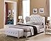 Kings Brand Furniture - White Tufted Design Faux Leather King Size Upholstered Platform Bed