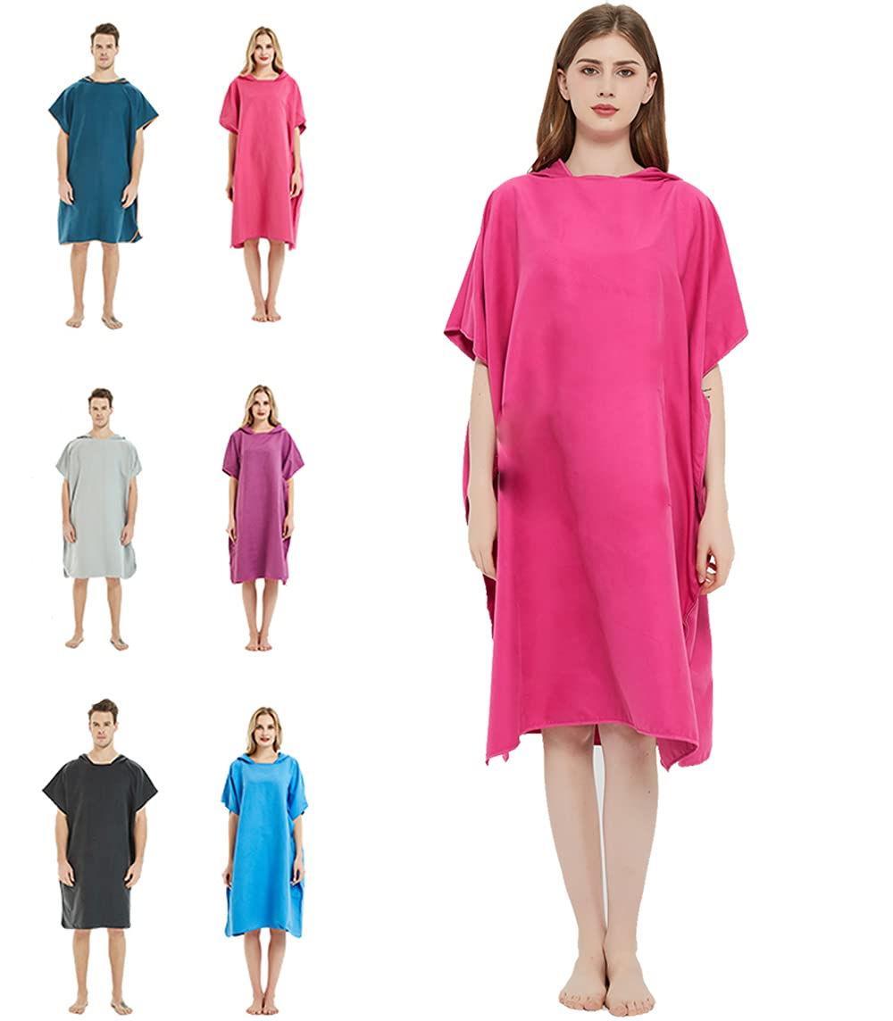 willceal Changing Robe Towel with Hood for Surfing Open Water Swimming Microfiber Wetsuit Changing,Quick Dry& Light Weight,One Size Fit All (Pink)