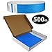 Heavier Tyvek Wristbands 7.5 Mil - Goldistock Select Series with Box - Neon Blue 500 Count - ¾” Arm Bands - Paper-Like Party Armbands - Upgrade Your Event - Extra Security & Convenience