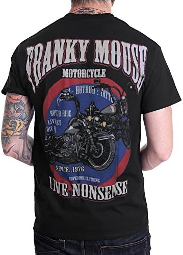 Chopper Custom Bobber Old School Motorcycle Biker Men T Shirt Shortsleeve Black (Small)