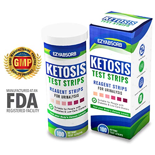 EzyAbsorb Ketone Strips - Perfect for Ketogenic Diet and Diabetics - Precise Ketone Measurement and Supports Ketone Adaptation, 100 Strips