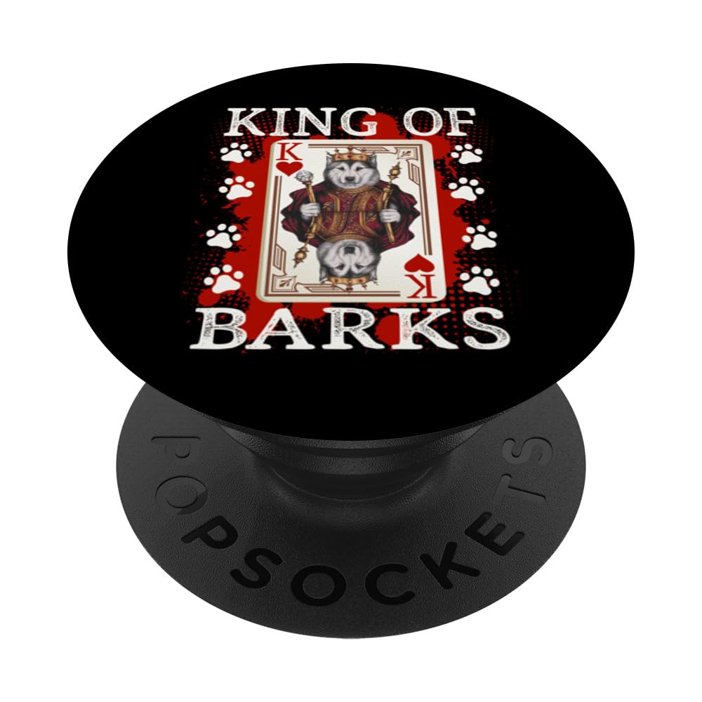 Alaskan Malamute King of hearts Poker Card Alaskan Malamute PopSockets Swappable PopGrip