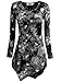 DJT Womens Tie Dyed Hankerchief Hemline Tunic Top Large #17 Black Floral
