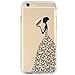 iPhone 6 Case, iPhone 6s Case, JAHOLAN TPU Silicone Gel Soft Bumper Clear Case Cover for iPhone 6 6S (Henna Series Black Beautiful Butterfly Girl)