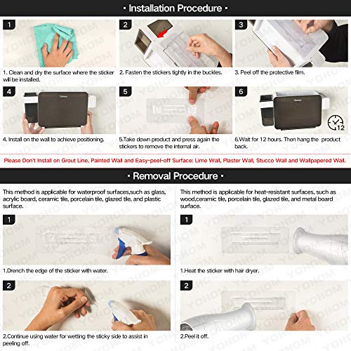 YOHOM Toothbrush Holder Wall Mounted Toothpaste Organizer for Shower Comb Razor Toiletry Multifunctional Bathroom Storage Caddy Set with Dustproof Cover No Drill - White & Black