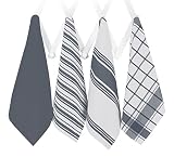 All-Clad Professional Grade Lint Free, Streak Free Oversized Luxury Cotton Towel Set, 4-Piece, Pewter