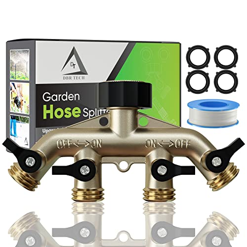 Heavy Duty 4 Way Hose Splitter (Premium Brass for Superior Durability