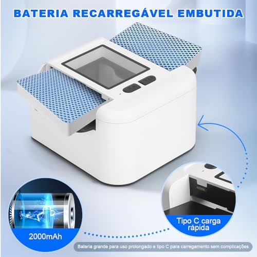 Hezaru Embaralhador Automático de Cartas, Adequado para Baralho Comum, UNO e Mesa Grande, Embaralha 1-2 Pacotes Simultaneamente, Embaralhamento em 10 Segundos, Bateria de Alta Vida Útil