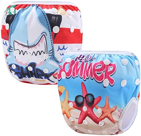 Martofbaby Reusable Baby Swim Diapers Cartoon Print Washable Adjustable 0-3 Years
