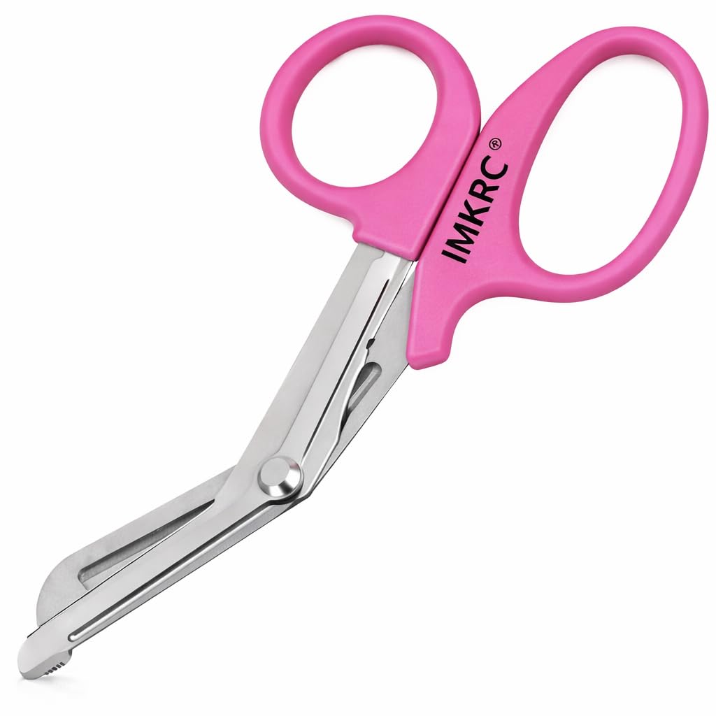IMKRC - Bandage Shears Scissors EMT and Medical Scissors, for Nurses, Students, Emergency Room Paramedics - Perfect Nurse Scissors for First Aid, Tough Cuts (Small 5.5 Inches, Pink)