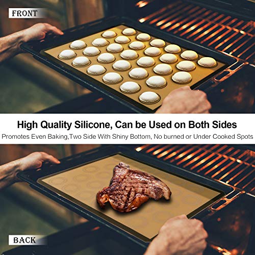 Silicone Baking Mats-Non Stick Cookie Sheet Macaron Mat LinerÂ for Bake Pans & Rolling,Perfect Bakeware For Bread Making Pastry Cake Brioche Pizza-Thick/Large/BPA Free(2 Half Sheets &1 Quarter Sheet)