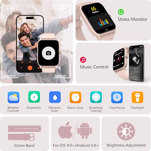 Smart Watch for Women, Answer/Make Calls, Alexa Built-in, [1.8"HD Screen] Smart Watches for Women iPhone/Samsung/Android, Fitness Watch with Heart Rate Sleep SpO2 Monitor,IP68 Waterproof, 100+ Sports