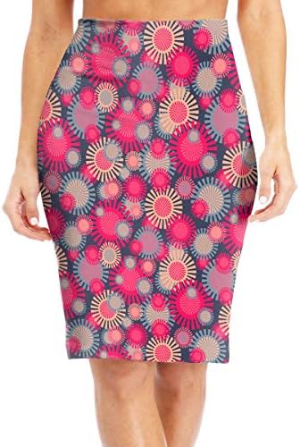 Pink Slate Sparkling Sunflowers Women's Fashion Printed Pencil Skirt
