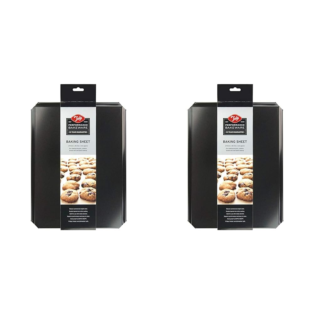 Tala Performance Baking Sheet, Professional Gauge Carbon Steel with Eclipse Non-Stick Coating, Perfect for Cooking and Roasting, 27.5 x 35.7 x 1 cm (Pack of 2)