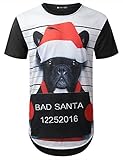 URBANCREWS Mens Hipster Hip Hop Bad Santa Graphic Longline T-shirt BLK, M