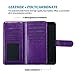 J.west Galaxy Note 3 Case, Galaxy Note 3 Wallet Case,Premium PU Leather Case Magnetic Wallet Credit Card ID Holder Flip Cover Case with 9 Card Slots Wrist Strap Case for Note 3 Purple