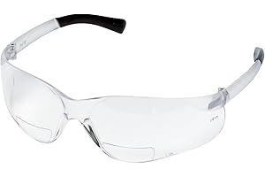 MCR Safety Glasses BearKat ‎‎BKH20 Clear Polycarbonate lenses, UV light protective eyewear with Scratch Resistant Duramass Technology, Bifocal Safety Glasses 2.0 Diopter