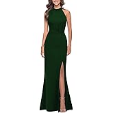 WOOSEA Women Sleeveless High Neck Sexy Split Evening Cocktail Party Maxi Long Formal Dress