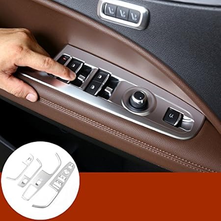 Amazon Hotrimworld 内装 車 ドア ウィンドウ スイッチ ボタン フレーム トリムカバー 4ピース Alfa Romeo Stelvio 949 17 19用 パワーウィンドウスイッチ 車 バイク