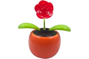 Navillus Solar Powered Dancing Flower, Lily, Rose, Sunflower, Petunia Office Desk & Car Decor (Rose)