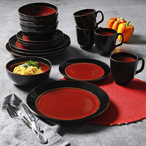 Gibson Elite Bella Galleria Round Reactive Glaze Stoneware Dinnerware Set, Service for 4 (16pcs
