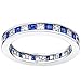Metal Masters Sterling Silver 925 Eternity Ring Engagement Wedding Band W/Princess Cut Simulated Sapphire Cubic Zirconia CZ 7