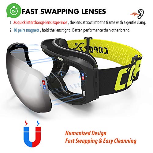 COPOZZ Ski Goggles, G2 Snowboard Goggles, Polarized OTG UV400