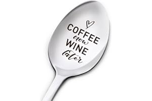 MUKTOUJAUMAI Funny Coffee Lover Spoon Gifts for Women Men, Coffee Now, Birthday Thanksgiving Christmas Gifts for Coffee Lover Daughter Son Mom Dad Grandma Grandpa Friend, Engraved Stainless Steel Coffee Spoon