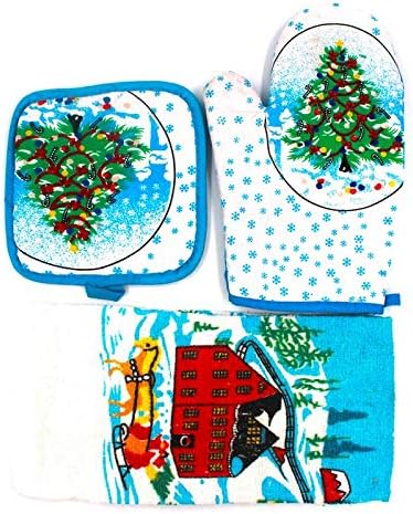 Jades : Christmas Theme - Kitchen Towel, Oven Mitt & Kitchen Coaster Set (A)