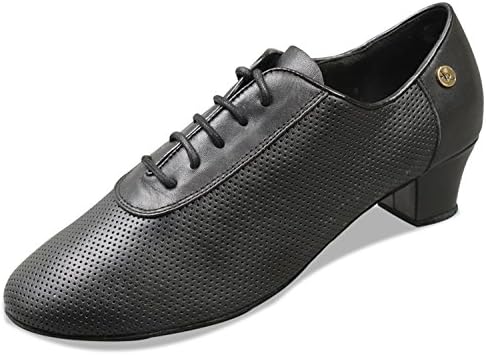 Aplus Ladies Women Ballroom Dance Shoes A1001 Black Leather With 1.5" Heel Heel (10M)