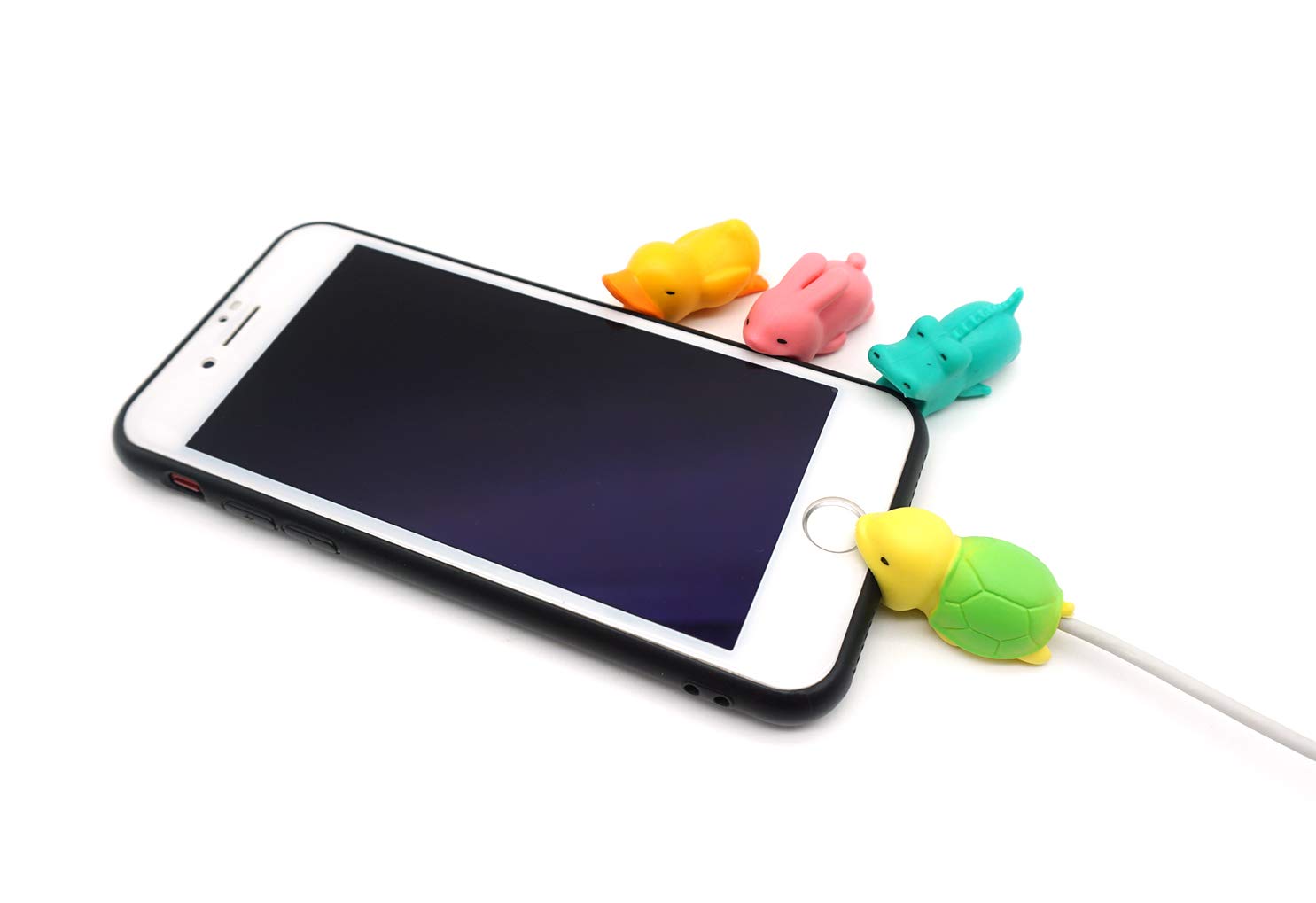 PUFFHIIT 4 Pack Cute Animal Bytes Cable protector - Cable Bytes charger protector Prevents Breakage Cable Cord for iphone, iPad & Smartphones - phone cord protector Comes with Zippered Storage Case