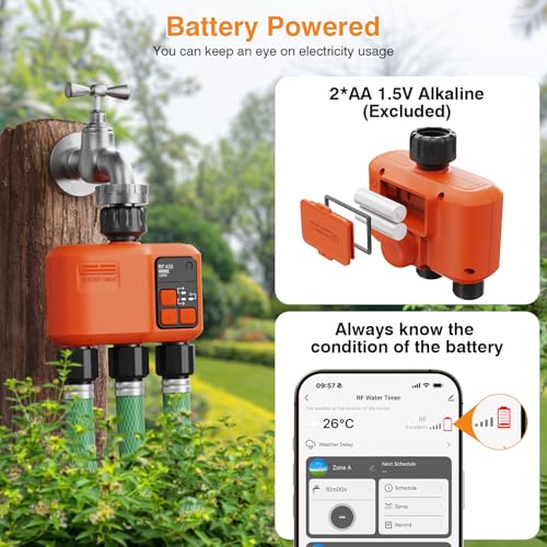 Smart WiFi Sprinkler Timer 3 Zone,WiFi Water Timer for Garden Hose with 984 FT Range,APP & Remote Control,Alexa & Google Voice Compatible,Rain Delay, Manual Mode Sprinkler System