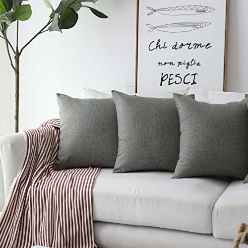 image for HOME BRILLIANT Faux Linen Grey Burlap Throw Pillow Covers Decorative S
