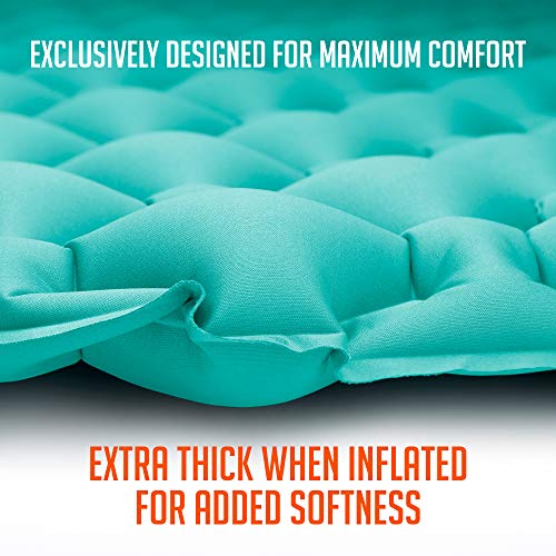 Royexe Heavy Duty Double Sleeping Pad | Ultra Thick Inflatable Camping Mat | 2 Person Compact Bed for Backpacking and Hiking | Compact Sleeping Bag Air Mattress (Peacock Blue)