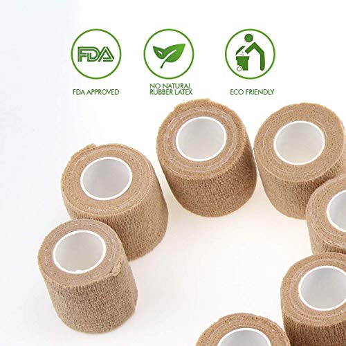 MUEUSS Vet Wraps - 6-Pack Self Adhesive Bandage Self Adhesive Bandage Wrap for Animals, Self Adherent Wrap, Assorted Colors, 2 Inches x 5 Yards (Beige, 6 roll)