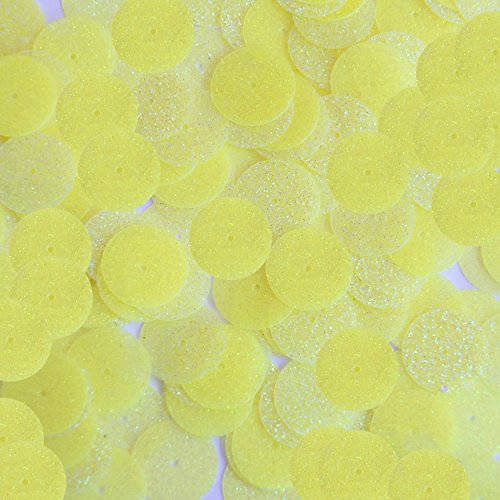 Round Sequin 15mm Yellow Neon Fluorescent Sparkle Glitter Texture Couture Paillettes