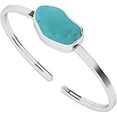LUSTRE AND LIGHT 18x13mm Rough Natural Turquoise Adjustable Twister Bangle Bracelet for Women in Sterling Silver, December Birthstone Jewelry Gifts for Her Birthday, Anniversary, Graduation