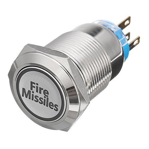 E Support 12V Car Vehicle Red LED Light Headlight Push Button Metal Toggle Switch 19mm Fire Missiles