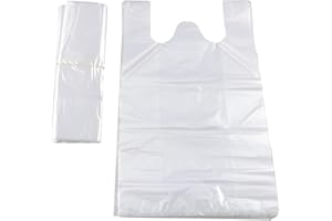 Transparent Grocery Bags Plastic Shopping Bags with Handles T Shirt Bags for Small Business Store Retail Restaurant (Clear(12