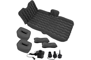 ZONETECH Zone Tech Inflatable Car Travel Air Mattress Back Seat- Pump Kit Premium Quality- Vacation Camping-Sleep Automotive Bed with 2 Air Pillows Car SUV Universal Fit
