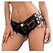 Soojun Women's Low Rise Side Strapss Cheeky Mini Denim Shorts Clubwear, US 0-2, #2 Black
